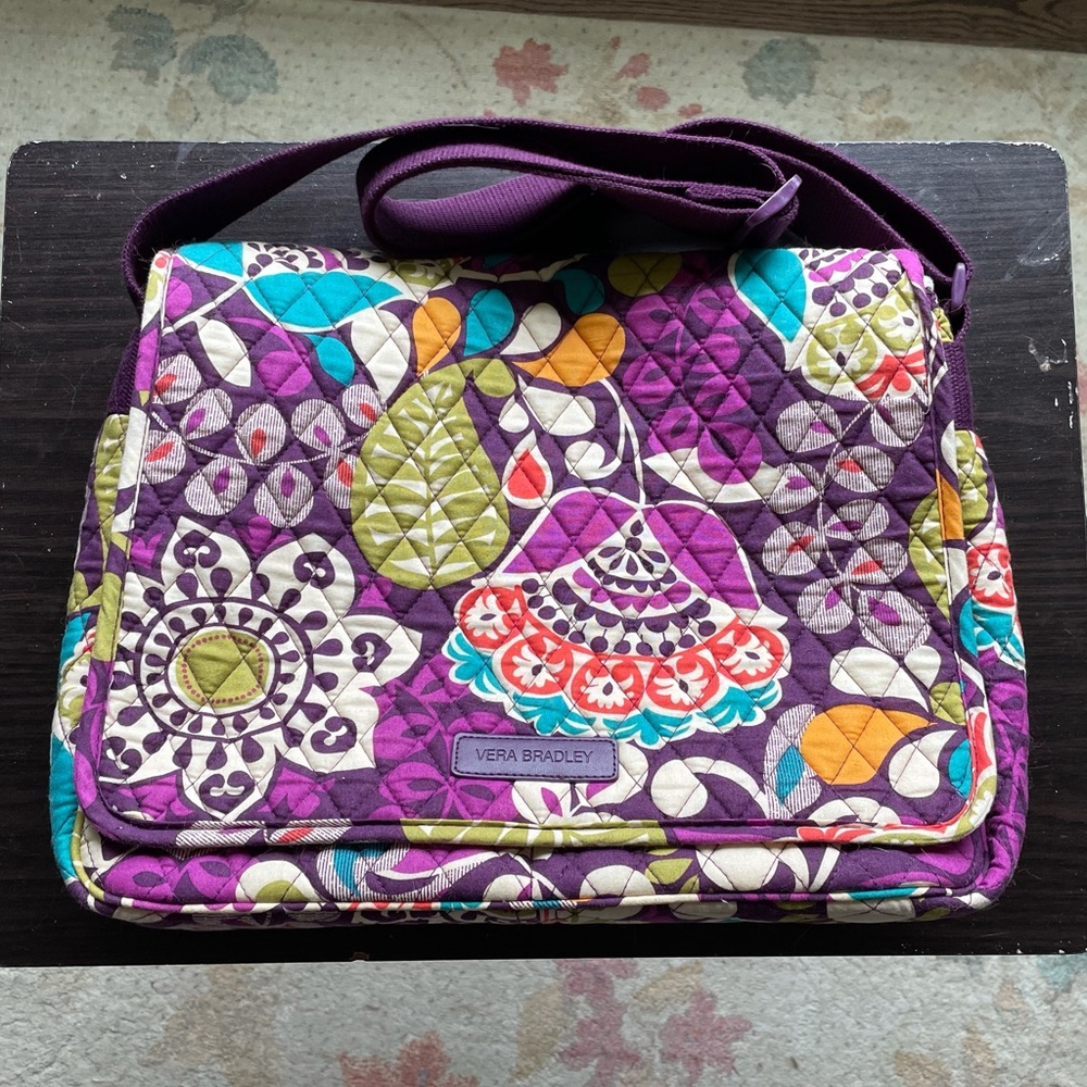 Vera Bradley Laptop Messenger Bag in Plum Crazy